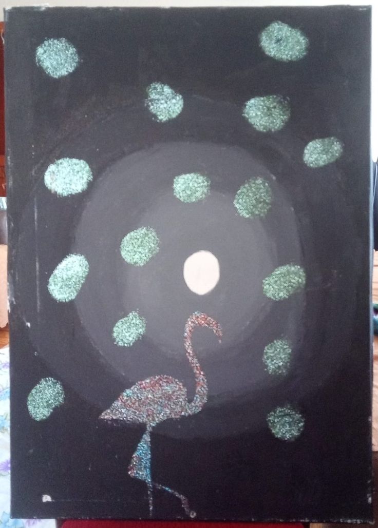 Stork in the Dark Scene Acrylic Painting Table (on Cloth Canvas)