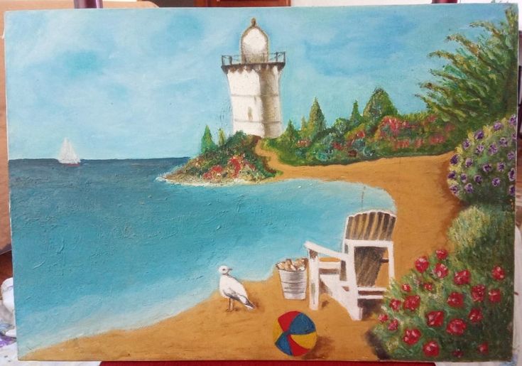 Seaside Holiday Scene Oil Painting Table (on Cloth Canvas)