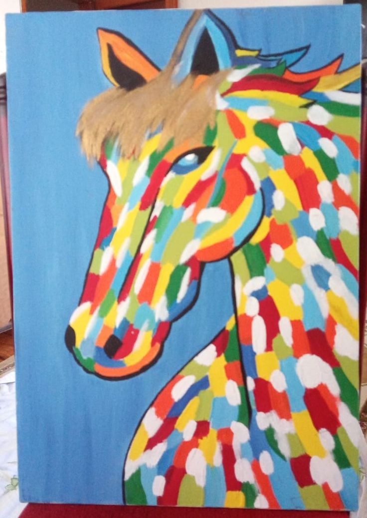 Colorful Abstract Horse Oil Painting Table (on Cloth Canvas)