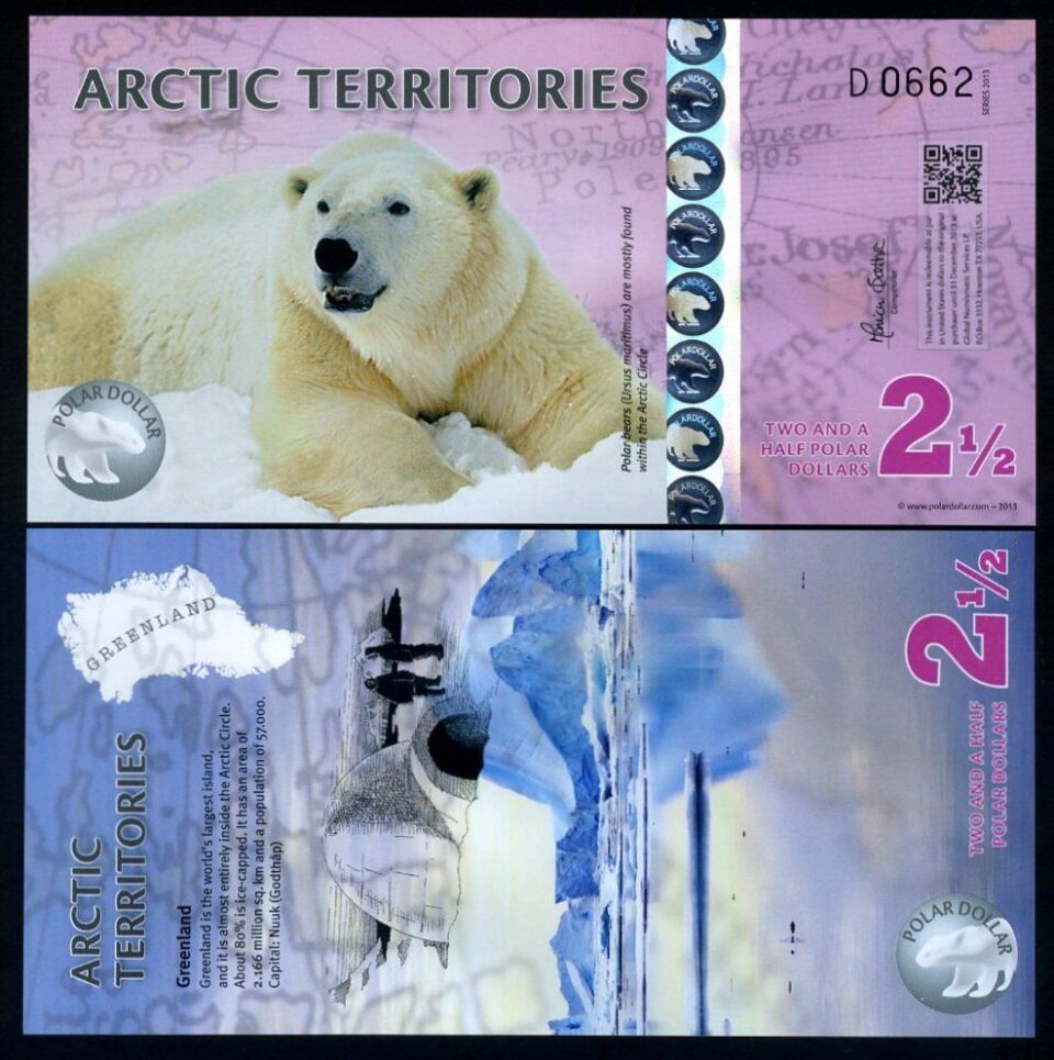 Arctic Territories, 2,5 Dollar, Polar Bear NFT Banknote BUY