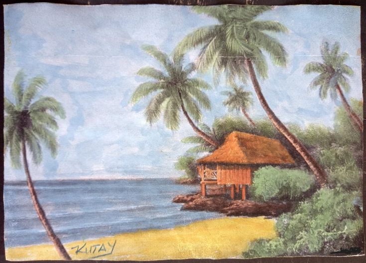 Seaside Village House Scene, Professional Acrylic Painting (on Paper)