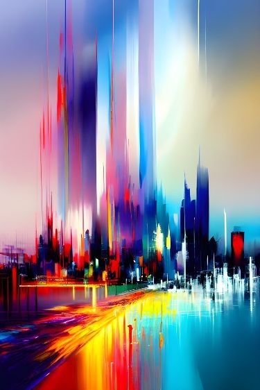 City Color Illusion Vision Abstract Acrylic Painting
