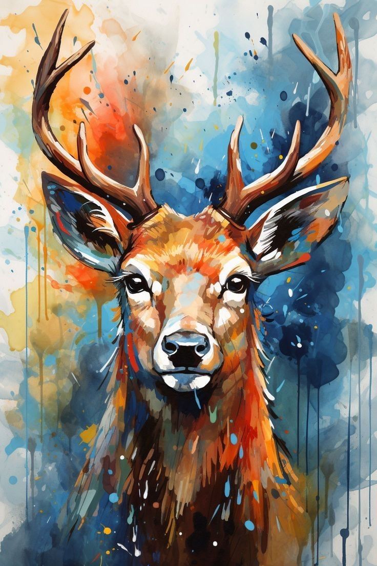 Red Deer Modern Acrylic Painting