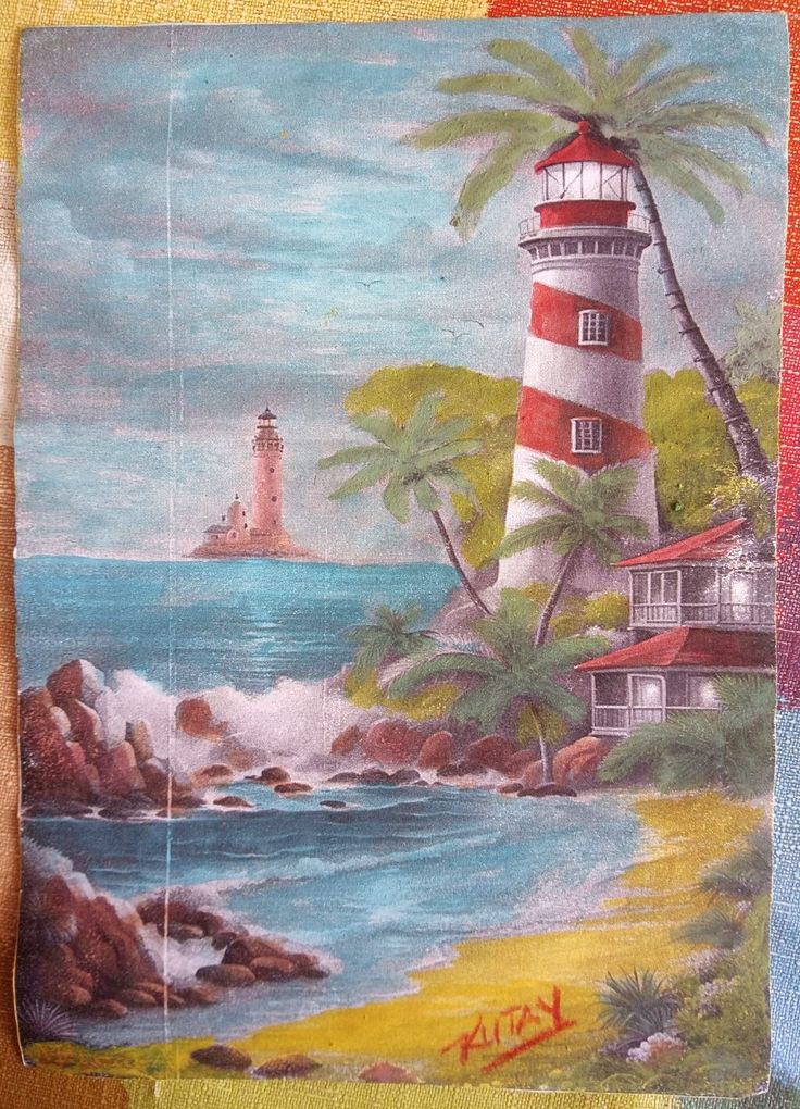 Lighthouse and Seaside Scene – Professional Acrylic painting