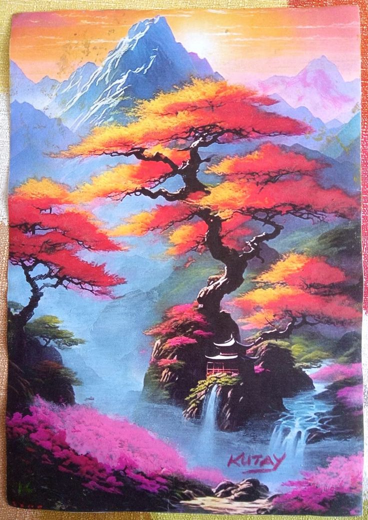 Mystic Asian Home in Forest Scene – Professional Acrylic painting