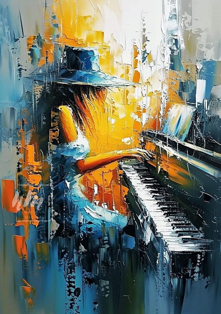 Piano Virtuoz Georgeous Lady Acrylic Painting